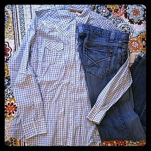 Women's wrangled pearlsnap